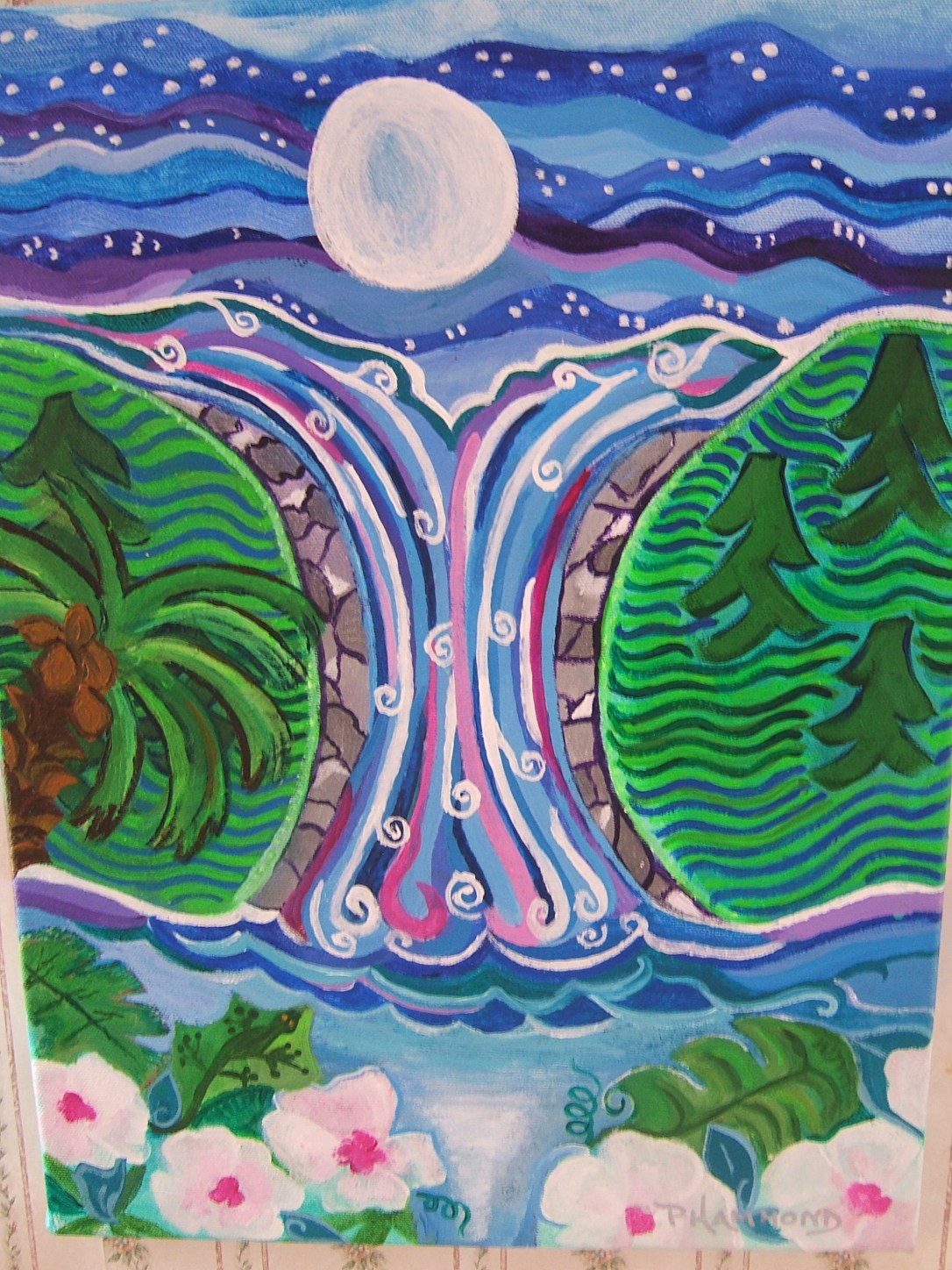 original art painting midnight splash