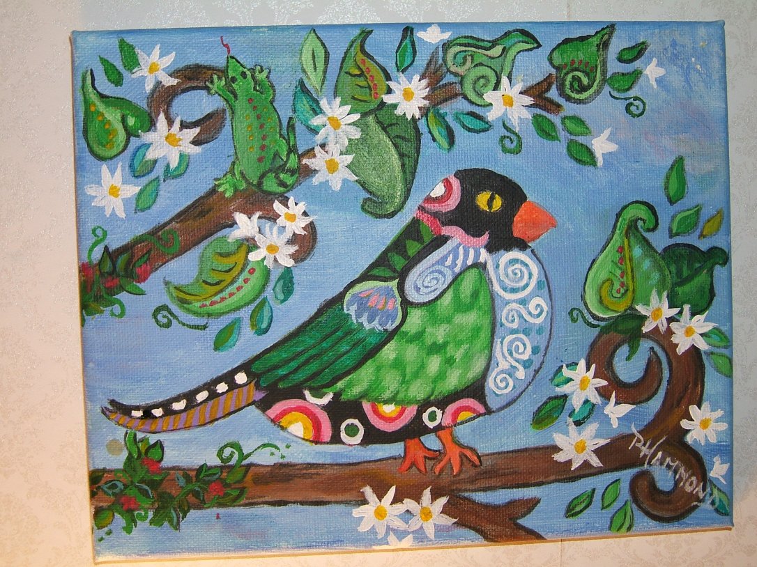 original art painting beautiful bird