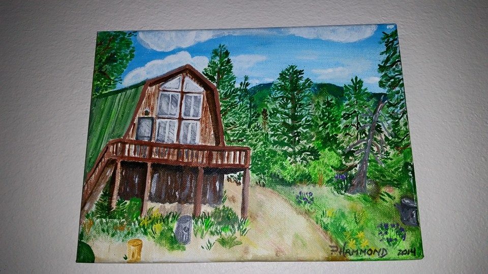 original art painting Utah Cabin