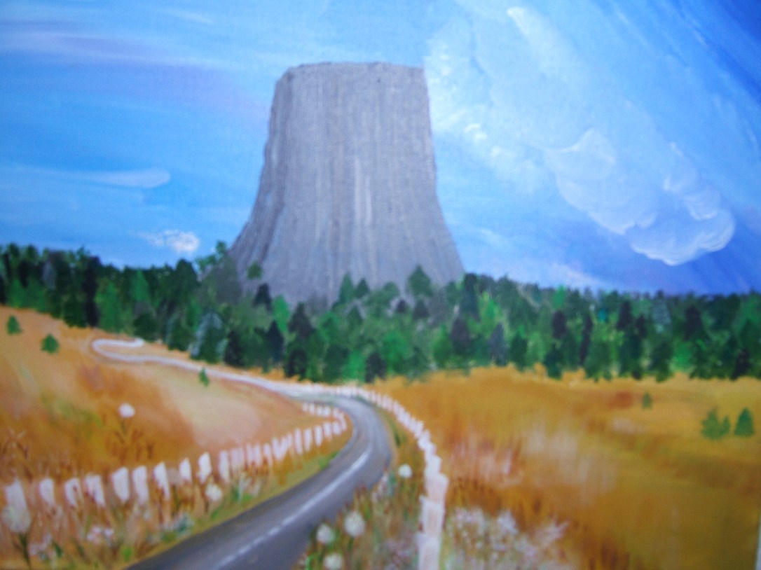 original art painting devils tower