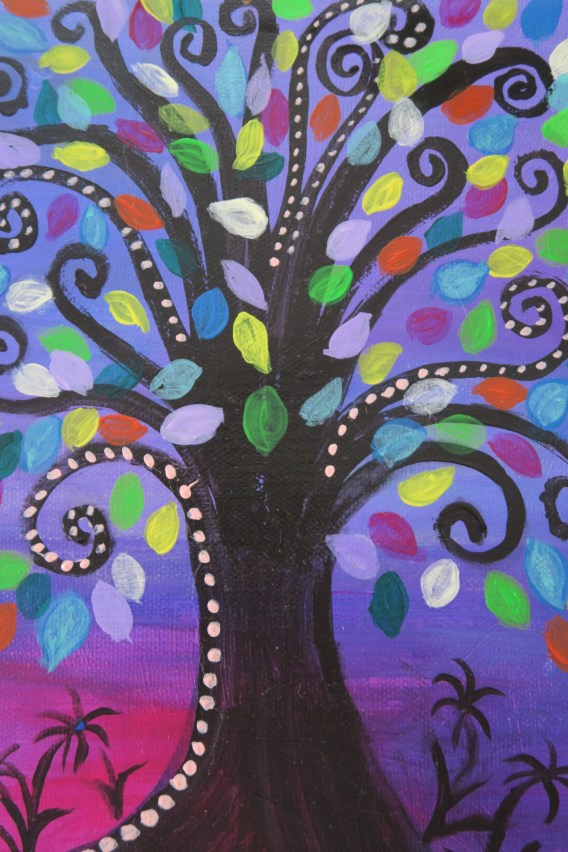 original painting midnight fantasy tree